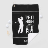 Golfer Golf Humor Grappige Sport Monogrammed Zwart Golfhanddoek (Insitu)