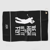 Golfer Golf Humor Grappige Sport Monogrammed Zwart Golfhanddoek (Horizontaal)