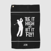 Golfer Golf Humor Grappige Sport Monogrammed Zwart Golfhanddoek (Voorkant)