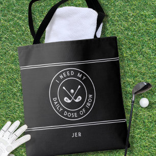 Golfer Golf IJzer Humor Grappig Modern Zwart Wit Tote Bag