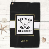 Golfer Golf Modern Monogram Pro Sport Black Gold Golfhanddoek