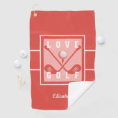 Golfer Golf Modern Monogram Pro Sport Rood Wit Golfhanddoek (Insitu)