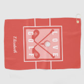 Golfer Golf Modern Monogram Pro Sport Rood Wit Golfhanddoek (Horizontaal)
