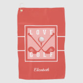 Golfer Golf Modern Monogram Pro Sport Rood Wit Golfhanddoek (Voorkant)