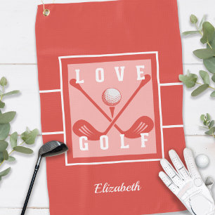 Golfer Golf Modern Monogram Pro Sport Rood Wit Golfhanddoek