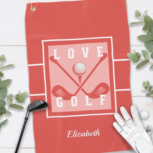Golfer Golf Modern Monogram Pro Sport Rood Wit Golfhanddoek
