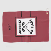 Golfer Golf Modern Monogram Pro Sport Rood Zwart Golfhanddoek (Horizontaal)