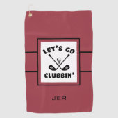 Golfer Golf Modern Monogram Pro Sport Rood Zwart Golfhanddoek (Voorkant)