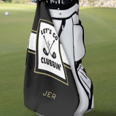 Golfer Golf Modern Monogram Pro Sport Zwart Goud Golfhanddoek