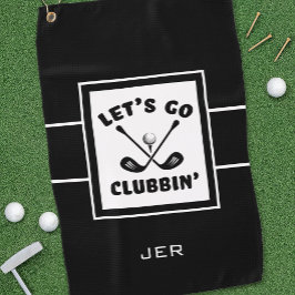 Golfer Golf Modern Monogram Pro Sport Zwart Wit Golfhanddoek