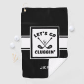 Golfer Golf Modern Monogram Pro Sport Zwart Wit Golfhanddoek (Insitu)