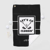 Golfer Golf Modern Monogram Pro Sports Black White Golfhanddoek (Insitu)
