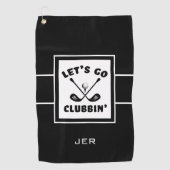 Golfer Golf Modern Monogram Pro Sports Black White Golfhanddoek (Voorkant)