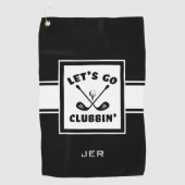 Golfer Golf Modern Monogram Pro Sports Black White Golfhanddoek (Voorkant)