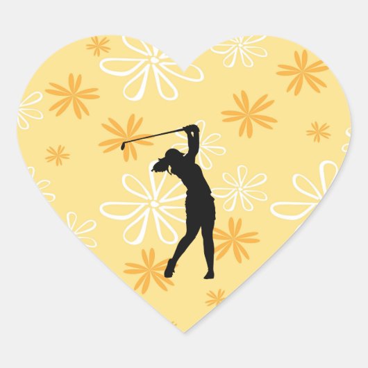 Golfer Golf Sports Person Silhouette Hart Sticker (Voorkant)