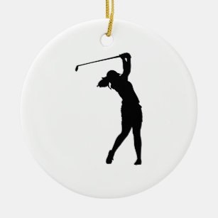 Golfer Golf Sports Person Silhouette Snow Wereldbo Keramisch Ornament
