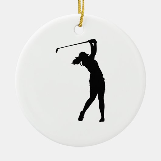 Golfer Golf Sports Person Silhouette Snow Wereldbo Keramisch Ornament (Voorkant)