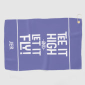 Golfer Golf T-shirt Humor Fun Monogram Periwinkle Golfhanddoek (Horizontaal)