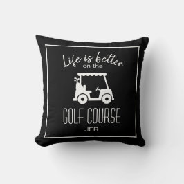 Golfer Golfbaan Citaat Leven Is Beter Zwart Kussen