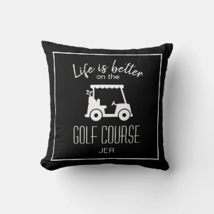 Golfer Golfbaan Citaat Leven Is Beter Zwart Kussen