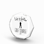 Golfer Golfbaan Monogram Beginletters Wit Zwart Fotoblokken (Rechts)