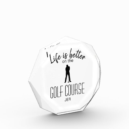 Golfer Golfbaan Monogram Beginletters Wit Zwart Fotoblokken (Links)