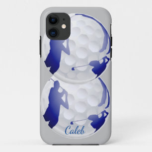 Golfer Golfbal met Man Golfen Aangepaste Naam Case-Mate iPhone Case