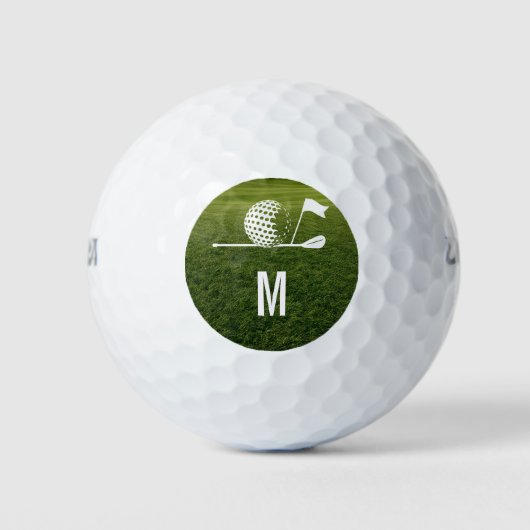 Golfer Golfen Minimalistisch Initiaal Aangepast Golfballen (Voorkant)