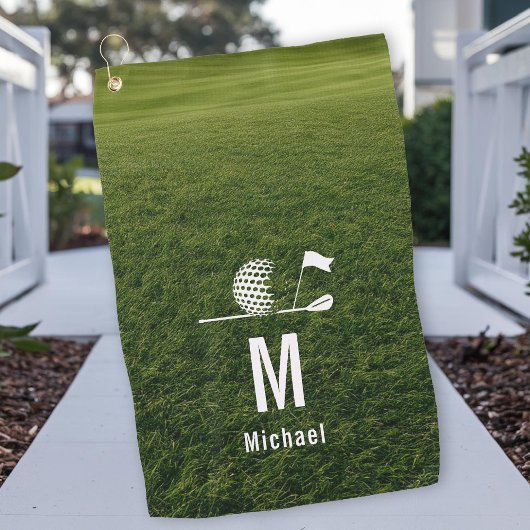 Golfer Golfen Minimalistisch Initiaal Aangepast Golfhanddoek
