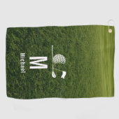 Golfer Golfen Minimalistisch Initiaal Aangepast Golfhanddoek (Horizontaal)