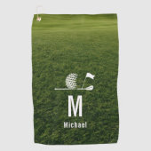 Golfer Golfen Minimalistisch Initiaal Aangepast Golfhanddoek (Voorkant)