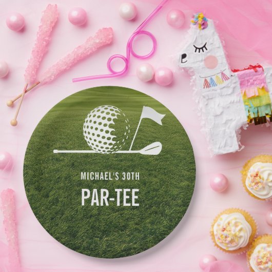 Golfer Golfen Minimalistische Mannen Verjaardag Papieren Bordje (Feest)