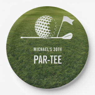 Golfer Golfen Minimalistische Mannen Verjaardag Papieren Bordje