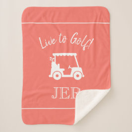 Golfer Golfkar Monogram Beginletters Chic Koraal Sherpa Deken