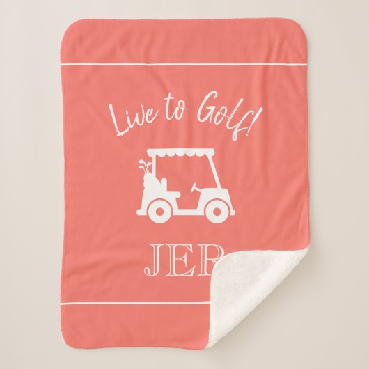 Golfer Golfkar Monogram Beginletters Chic Koraal Sherpa Deken (Voorkant)