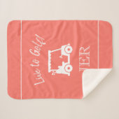 Golfer Golfkar Monogram Beginletters Chic Koraal Sherpa Deken (Voorkant (horizontaal))