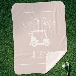 Golfer Golfkar Monogram Beginletters Chic Roze Sherpa Deken
