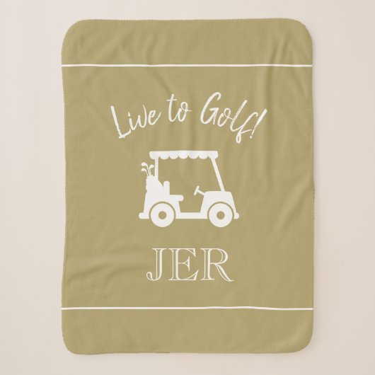 Golfer Golfkar Monogram Beginletters Sport Goud Sherpa Deken (Voorkant)