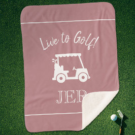Golfer Golfkar Monogram Beginletters Stof Roze Roz Sherpa Deken