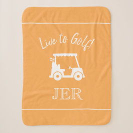 Golfer Golfkar Monogram Eerste Letters Oranje Geel Sherpa Deken