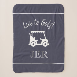 Golfer Golfkar Monogram Eerste Letters Sport Blauw Sherpa Deken