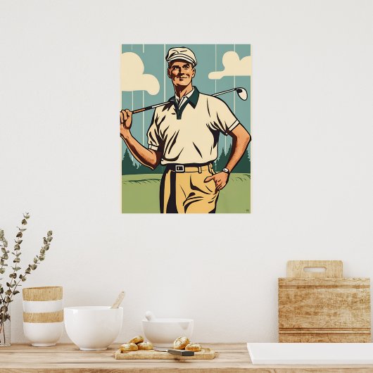  Golfer - Golfkunst Print (Keuken)