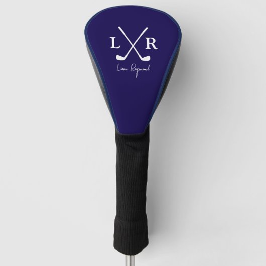 Golfer | golfspeler monogram donkerblauw golfheadcover (Voorkant)