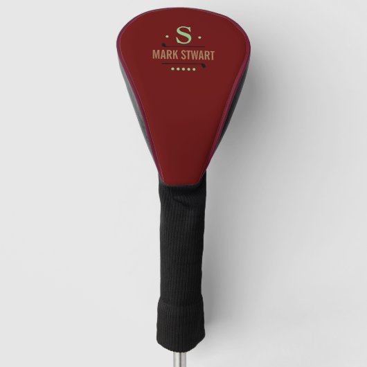 Golfer | Golfspeler Monogram donkerrood Golfheadcover (Voorkant)
