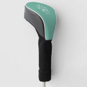 Golfer - golfspeler monogram turquoise golfheadcover (Schuin)