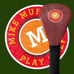golfer / golfspeler roodbaarse monogram golfheadcover