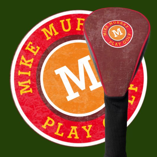 golfer / golfspeler roodbaarse monogram golfheadcover