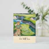 Golfer golft voor kattenliefhebbers om snel beter  briefkaart (Staand voorkant)