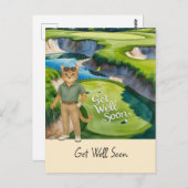 Golfer golft voor kattenliefhebbers om snel beter  briefkaart (Voorkant / Achterkant)