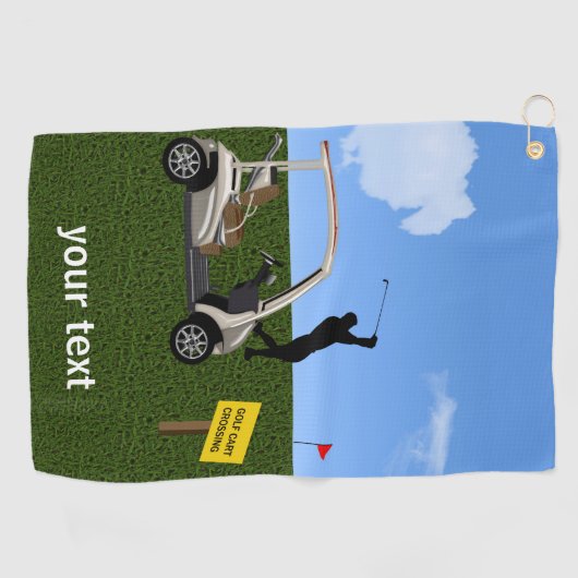 Golfer gooit het vuur naast zijn hart golfhanddoek (Horizontaal)